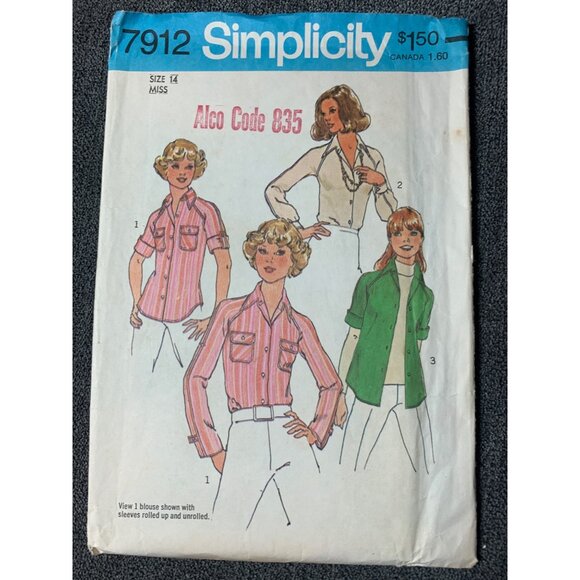 Simplicity Misses Shirt Sewing Pattern sz 14 7912 - uncut - Picture 8 of 9